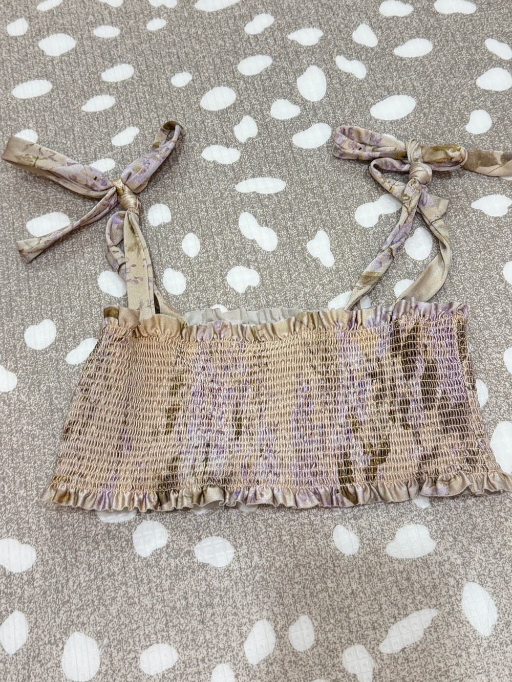 Zimmermann girls smocked bikini top swim squareneck tie straps adjustable floral